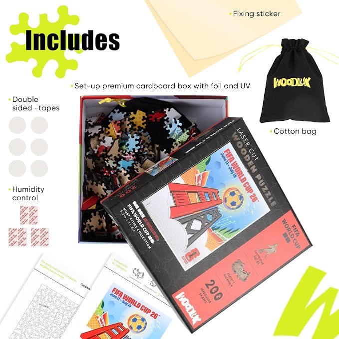 FIFA World Cup 2026 City Puzzle San Francisco Poster - Wooden Puzzles, 200 Pieces Unique Shape Puzzle, 5MM Thick, Creative Collectible Gift for Fans, Officially Licensed Product, 9.3x11.8''