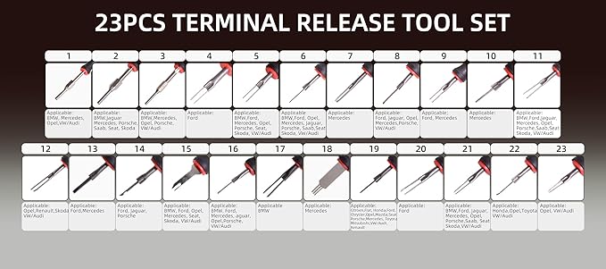 23-Piece Universal Terminal Release Kit Electrical Terminal Removal for American Domestic and Imported Vehicles