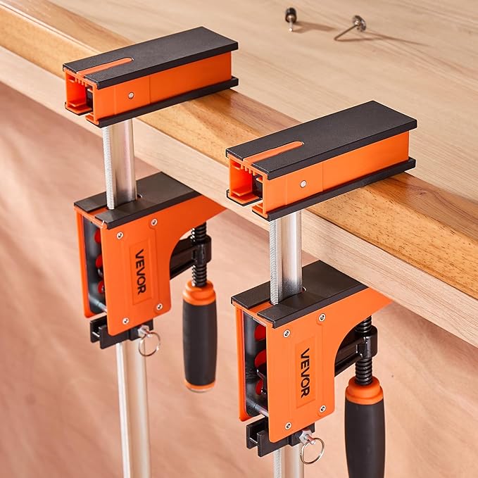 VEVOR Bar Clamps for Woodworking, 2-Pack 30 inch Parallel Clamp Set, F-Clamp with 1500 lbs Load Limit, Even Pressure, High-strength Plastic and Carbon Steel, for Woodworking Metal Working, Orange