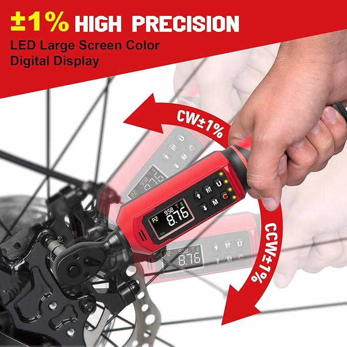 SUERCUP 1/4-inch Digital Torque Wrench(0.33-22.1Ft.Lb/0.45-30N.m) ±1% Accuracy Digital Torque Wrench with Vibration, Buzzer,LED Notification and Five Units of Measure, for Bike, DIY and Home Repair