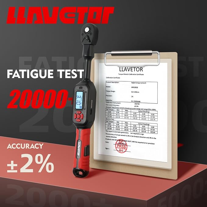 3/8" Digital Torque Wrench 2-45 Ft.lb (±2%), 9PCS Small Digital Torque Wrench,Electronic Torque Tool with Sockets & Adapters for Automotive, Bike,