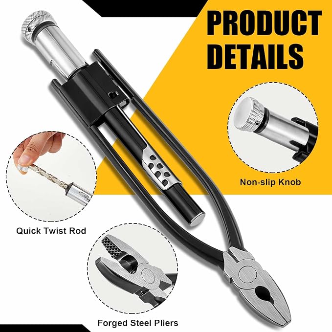 Reversible Safety Wire Twister Pliers Left and Right Twists Aircraft Wire Twisting Tool Automatic Metal Lock Twister for Aircraft Automobile Industry(1 Pcs,9 Inch)
