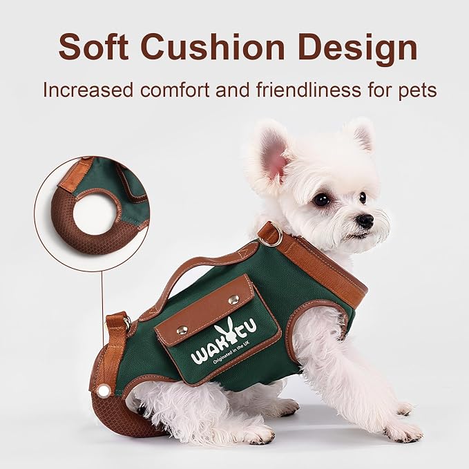 Wakytu Dog Lift Harness Dog Carrier Sling for Small Dogs & Cats,M | stylish puppy sling carrier with handle & pocket,adjustable leash,walking & travel