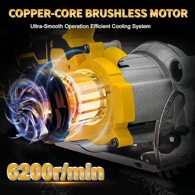 5 Inch Cordless Circular Saw for Dewalt 20V Battery (No Battery), Power Wood Saw with Brushless Motor, 0-45° Cutting Bevel, Max Cutting Depth 1.6"(90°), 1.28"(45°), Idea for Wood, Plastic, Soft Metal