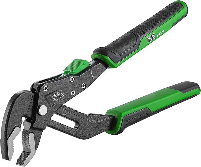 SK 8'' Quick Adjust Water Pump Pliers, SureGrip V-Jaw Groove Joint Pliers | Premium CR-V Steel, Ergonomic Anti-slip Handle for Comfortable Grip