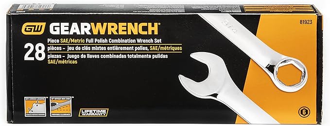 GEARWRENCH 28 Piece Combination Wrench Set, 6 Point, SAE & Metric, 81923 (Pack of 2)