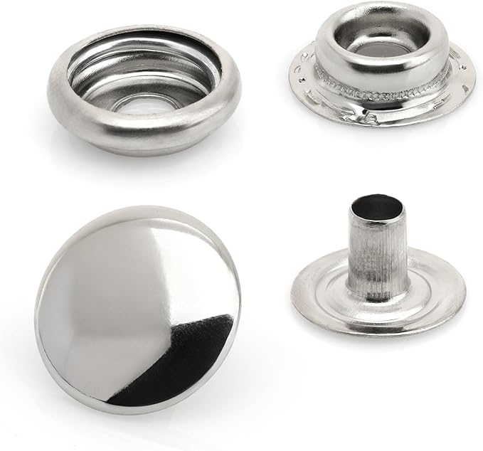 CRAFTMEMORE Snap Setter Fastener Kit Button Fixing Tool Ring-Socket Popper Setting Tool with 10 Silver Snaps #201 VT47 (15mm (0.59"))