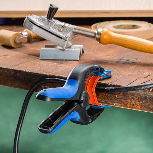 Rockler Medium Spring Clamps (Pair) – Easy Squeeze Bandy Clamps Woodworking for Thinner Stock, & Delicate Moldings – One-Handed Operation Medium Clamps – Easy to Grip Nylon Hand Clamps w/Fiberglass