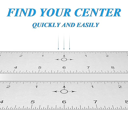 Tellegloww 2 Pack 12 Inch Center Finding Rulers Aluminum Metal Centering Ruler Tool Straight Edge for Woodworking Metal Work Construction and Around the Home