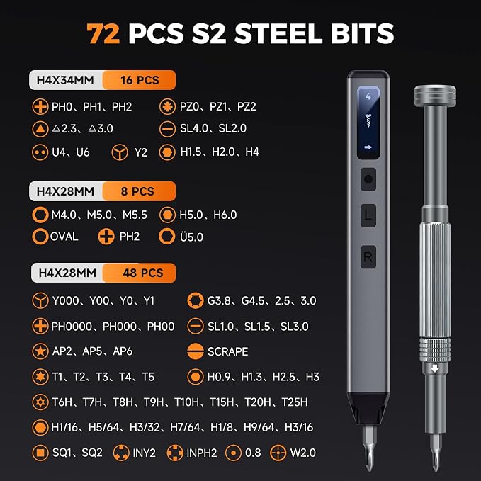 UF-TOOLS Mini Electric Screwdriver, 83 in 1 Cordless Rechargeable Small Power Screwdriver Set with 71 Bits, Led Light and Magnetic Mat, Professional Repair Tool for Phone Camera Laptop PC, Orange