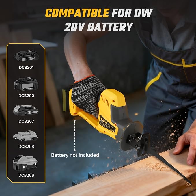 Reciprocating Saw for Dw 20V Battery, Cordless Reciprocating Saws with 8 Blades,0-3000SPM Variable Speed, Cordless Sawzall for Wood/Metal/PVC Cutting(Battery Not Included)