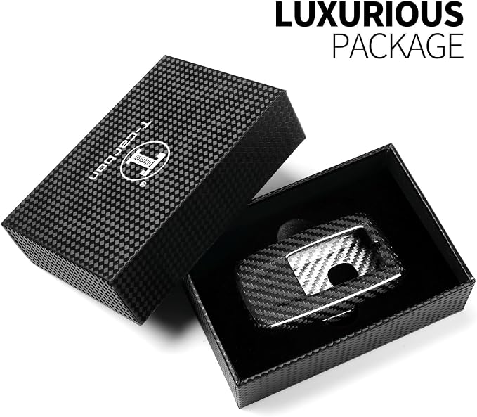 T-carbon Key Fob Cover Fits Acura MDX 2022,Glass Fiber Key Fob Case Compatible with Acura 2023 RDX MDX RLX NSX ILX TLX TLX-L CDX Smart Remote Keyless Accessories Key Shell Protector Silver Black