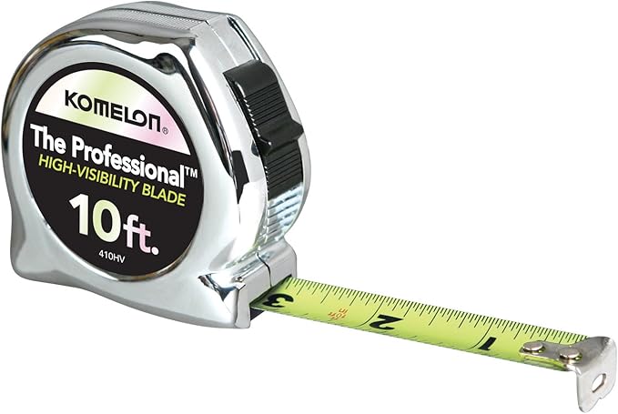 Komelon 410HV High-Viz Professional Tape Measure, 10-Feet by 5/8-Inch, Chrome