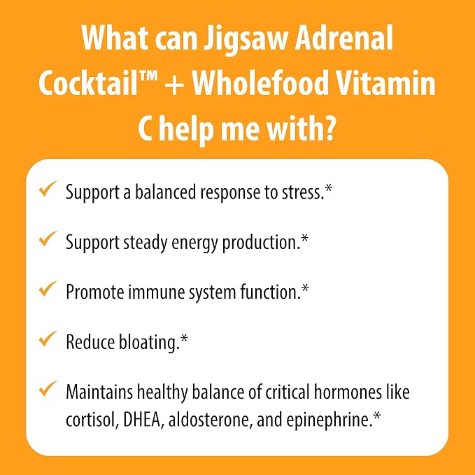 Jigsaw Health Adrenal Cocktail + Wholefood Vitamin C | with Potassium Bicarbonate, Sea Salt, and Acerola Cherry Extract | 60 Servings (Packets)