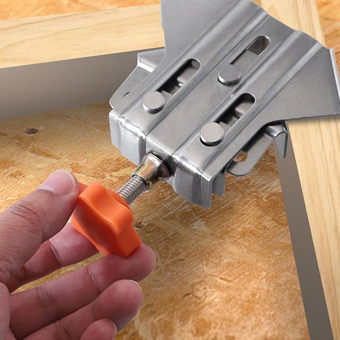 4-Piece Multipurpose 90 Degree Corner Clamp, Professional Stainless Steel Right Angle Clamp, Heavy Duty Woodworking Photo Framing Holder, Open Type for Drawers