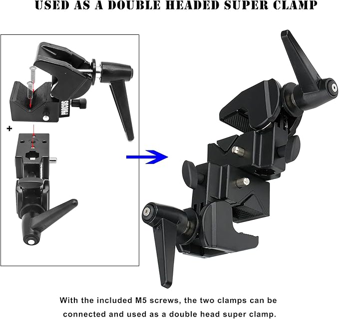 PHOCUS Super Clamp with 5/8" Stud, Spring Lock, 2.1" Jaw Grip, 2 Pack