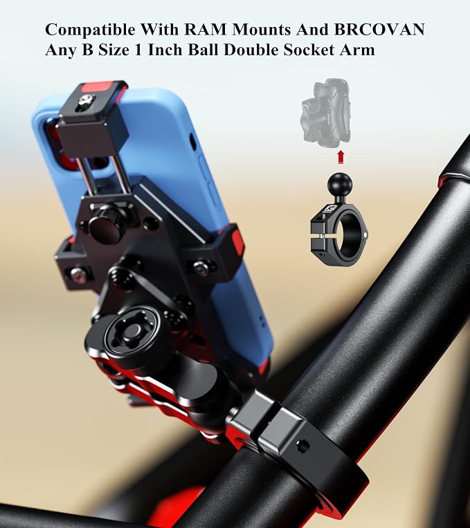 BRCOVAN 2PCS, Aluminum Alloy Large Bar Clamp Mount with 1'' TPU Ball