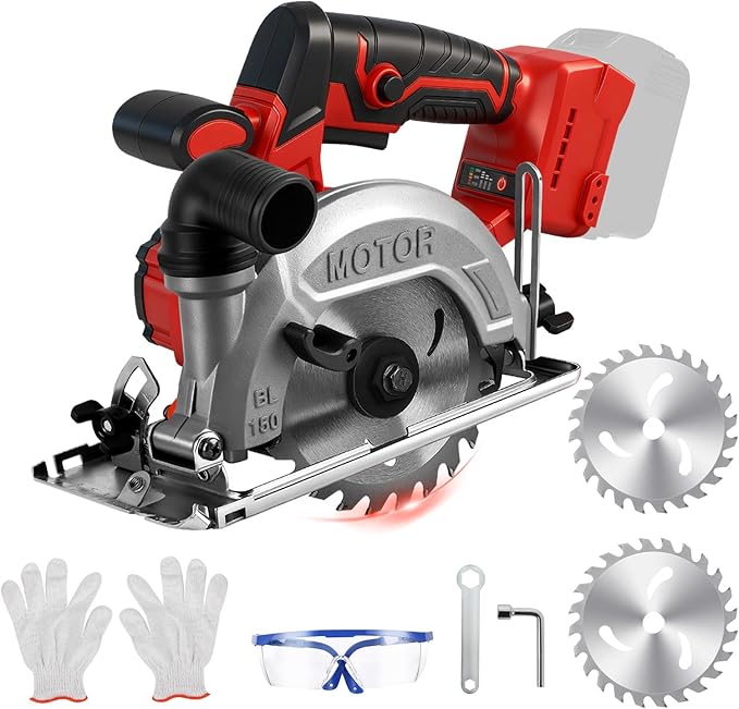 6 Inch Circular Saw for Milwaukee M18 18V Battery (No Battery), Brushless Cordless Round Saw Kit with 0-45° Cutting Bevel, 6200 RPM, Idea for Wood Plastic Soft Metal