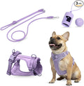 No Pull Dog Harness and Leash Set 3-in-1 Adjustable Anti Pull Dog Harness with Hands-Free Matching Leash,Poop Bag Holder,Easy Walk Dog Harness Extra Small Sized Dog(Lilac)