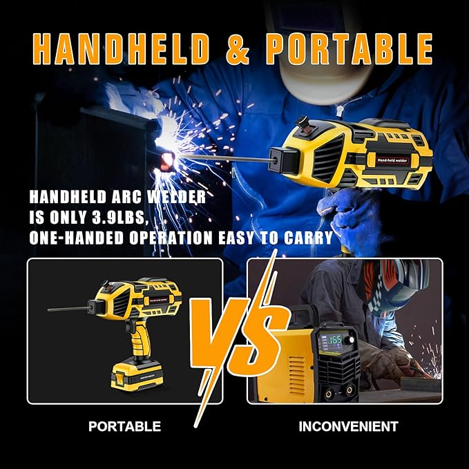 TRQWH Portable Handheld Welding Machine 110V IGBT Inverter Hand held Welder Gun, 20-120A Portable Welder 5 Variable Current Adjustments ARC Welding Gun, Fit for 1/16"-1/8" Welding Rods (Yellow)