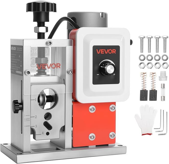 VEVOR Electric Wire Stripping Machine, 0.06-1.57 in, 400W Automatic Motorized Cable Stripper, 9.84 IPS (15 m/min) Wire Peeler with Blades, V-Shaped Rollers, Cooling Fan, for Scrap Copper Recycling