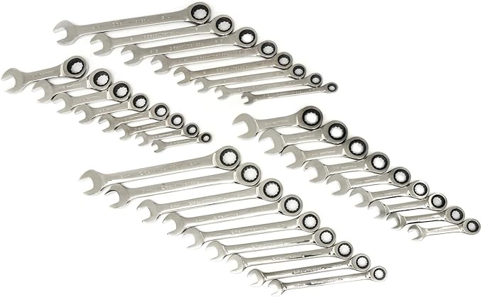 GEARWRENCH 34 Pc. Standard & Stubby Ratcheting Wrench Set, SAE & Metric - 85034 (Pack of 4)