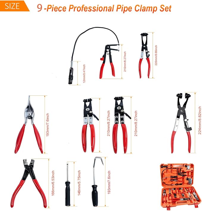9PCS Hose Clamp Pliers Set,Hose Clamp tool kit