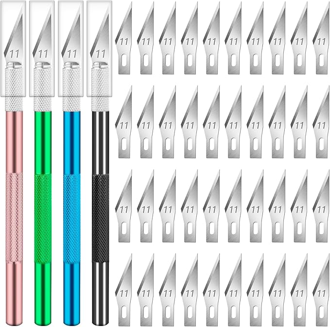 DIYSELF Exacto Knife, 4 PCS Exacto Knives with 40 Exacto Blades #11, Craft Knife, Hobby Knife, Exacto Knife for Crafting, Art, Scrapbooking, Stencil, Precision Exactly Knife for Sculpting, Model