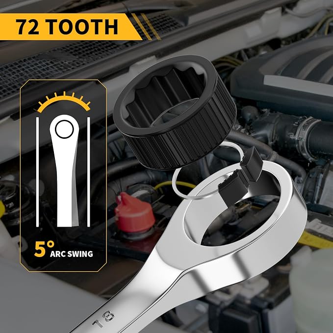 GRENPRO Ratchet Wrenches Set, 22Pcs 72-Tooth Combination Wrench Set with Roll up Pouch, SAE & Metric and Standard, 1/4" to 3/4" & 6mm to 18mm with Color Ring, CR-V Socket Mechanic Hand Tools Sets