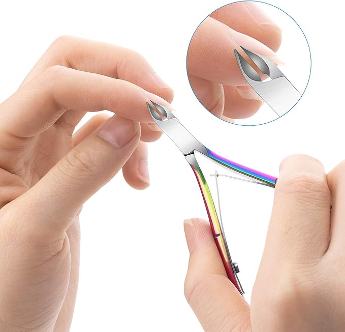 4 Packs Cuticle Nipper, Premium Stainless Steel Cuticle Trimmer for Manicure & Pedicure at Home/Spa/Salon [Rainbow Color]