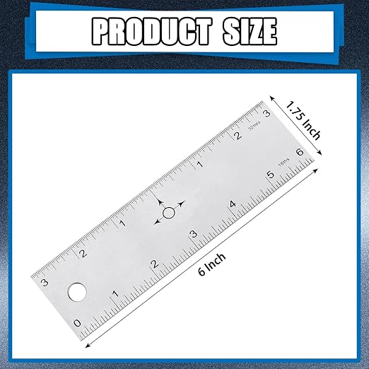 Tellegloww 2 Pack 6 Inch Center Finding Rulers Aluminum Metal Centering Ruler Tool Straight Edge for Woodworking Metal Work Construction and Around the Home