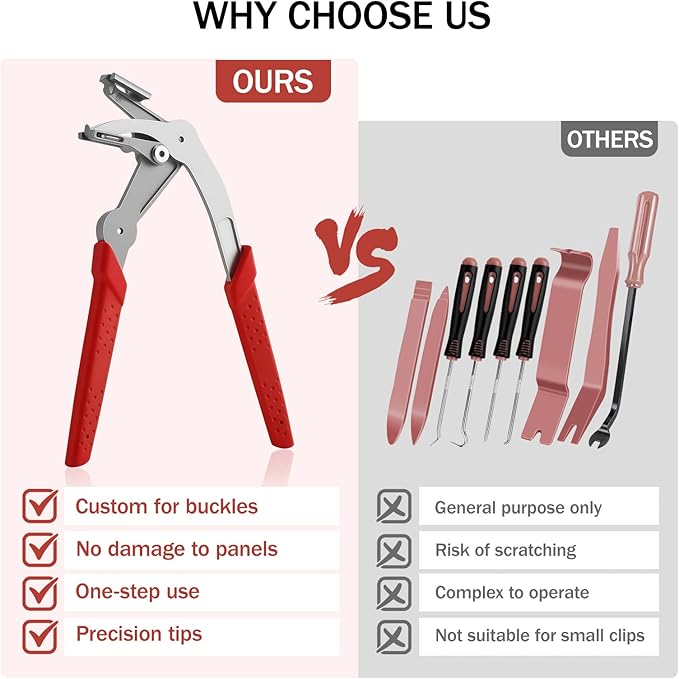 Car Clip Pliers, Auto Fastener Clip Removal Pliers, Panel Clip Removal Tool with100Pcs Car Push Retainer Clips for Removing Automotive Plastic Clips,Trim Bumpers,Door Panels,Rivets & Interior Panels