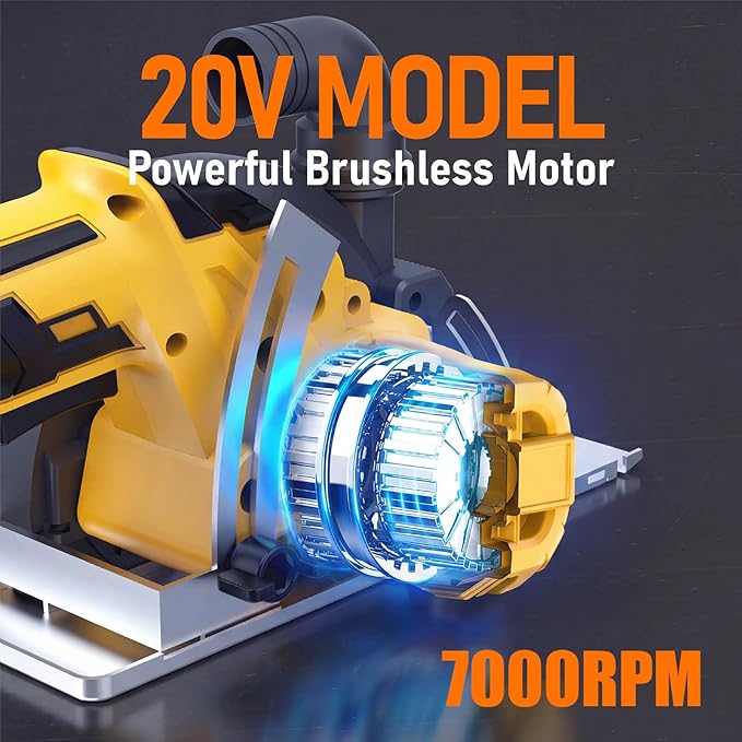 6-Inch Cordless Circular Saw Compatible with DeWalt 20V Max Battery (NO Battery), 2.2"(90°), 1.5"(45°) Max Cutting Depth Lightweight with Tool Bag, Guide Ruler,6" Blade For Wood PVC Cutting