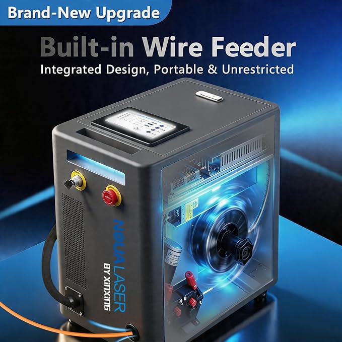 4-in-1 Laser Welding Machine Built-in Wire Feeder 1200W Portable Air-Cooled Fiber Laser Welder/Cleaner/Cutter/Tack Welding/Weld Seam Cleaning Industrial Welder | Home DIY for Metal 220V