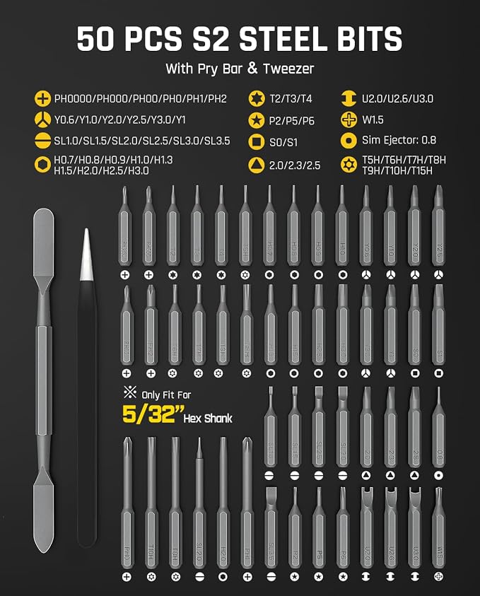 Fanttik E2 Ultra Electric Screwdriver, 0.6N.m Mini Screwdriver Set, 50 Magnetic Bits, 5/32'' Precision Screwdriver for Laptop, PC, Phone, 3D Printer, RC Cars, Electronics Repair Tools for Dad (Red)