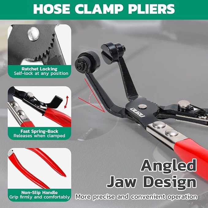OURU 365PCS Spring Band Hose Clamps Assortment with Pliers,6-25mm,17 Sizes