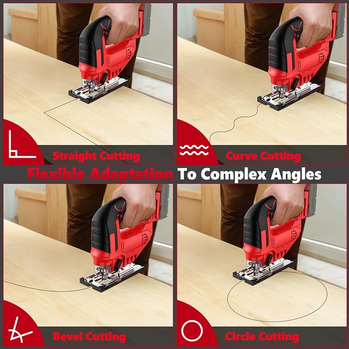 Cordless Jig Saw for Milwaukee 18V Battery, Brushless Jigsaw Tool 2900RPM with LED Light, 3-Position Orbital & ±45° Bevel Cuts for Metal/Wood/PVC Cutting（No Battery Included）
