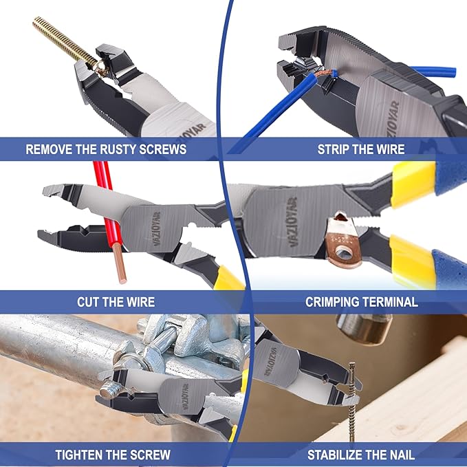Multi-Function Screw Extractor Pliers, Non-Slip Screw Removal Tool, Extracts Stripped, Broken, Rusted Screws, Screw Pliers for Tightening, Loosening and Gripping Nuts and Bolts，Wire pliers