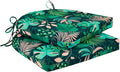 Cozyide Outdoor Chair Cushions, Waterproof Patio Seat Cushions with Adjustable Straps, Round Corner Patio Chair Cushions for Garden, Green Leaf, 17x16x2 Inch (Pack of 2)