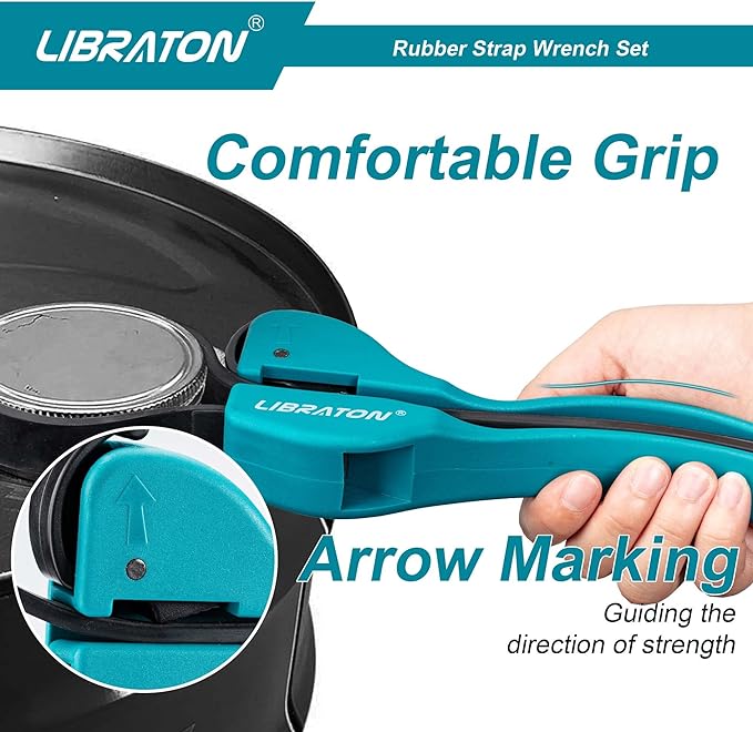 LIBRATON Strap Wrench 2-piece Multifunctional Adjustable Wrench Tools Oil Filter, Jar Opener