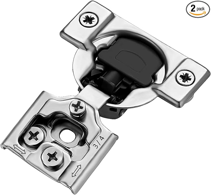 Ravinte 2 Pack 1 Pairs 3/4 inch Overlay Soft Close Hinges for Kitchen Cabinet Hinges Satin Nickel Hidden Hinges Stainless Steel Concealed Hinge self Closing