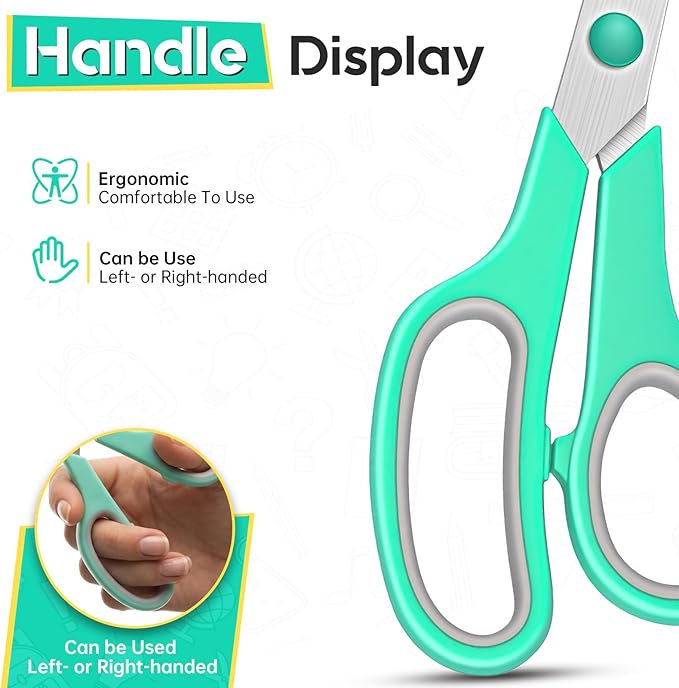 Scissors 8.5 Inch scissors all purpose for Office, Home, Sewing,and Crafts,Soft Comfort-Grip Right/Left Hand 3-Pack, Multicolor