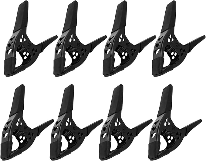BLACK Lot of 8-6" inch Clamp Large Heavy Duty Spring Metal - 3 inch Jaw opening