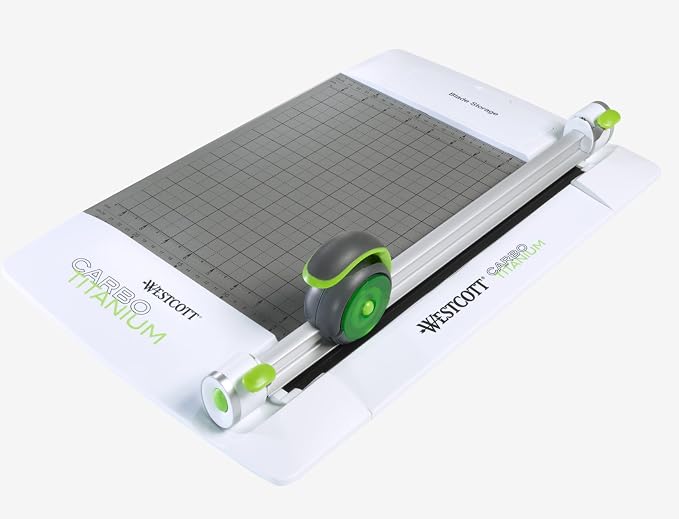 Westcott 12" CarboTitanium 45mm Rotary Metal Base Trimmer, White, Green (16718)