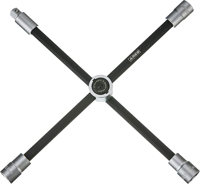 ARES 70092 - 4-Way Sliding Lug Wrench - Adjustable Sliding Lug Wrench Gives Superior Leverage - Collapses for Convenient Storage