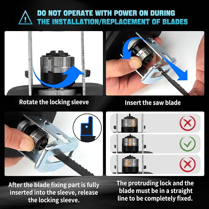 Mini Reciprocating Saw, 21V 3 Variable Speed, 0-3500 Brushless Motor Cordless Powered Saw with 2x4.0Ah Battery, Tool-Free Blade Change, LED Work Light, Hand Recíproca for Woods/Metal/Plastic