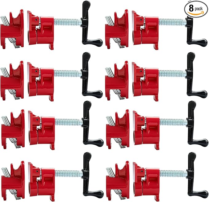 8 Pack 3/4'' Pipe Clamps for Woodworking Wood Gluing Pipe Clamp Fixture Set Heavy Duty Cast Iron For Woodworking, Carpentry, Home Improvement, and DIY Jobs