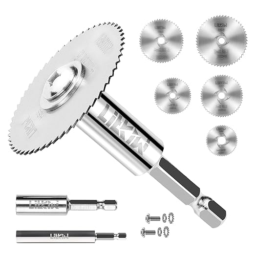 Prozwee 5PCS Rotary Drill Saw Blades,with 2PCS 1/4" Hex Shank,HSS Saw Disc Wheel Cutting Blades for Drills Rotary Tools