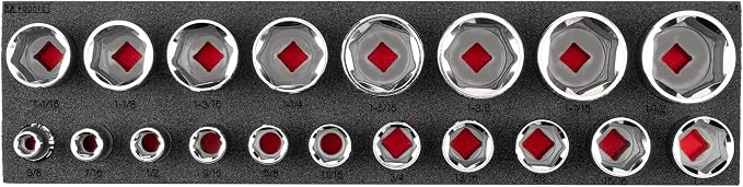 TEKTON 1/2 Inch Drive 6-Point Socket Set, 19-Piece | SHD92800 | Shallow, 3/8 - 1-1/2 in., Foam Organizer