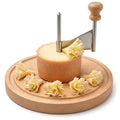 Flower Cheese Cutter for Making Rose-Shaped Cuts - Manual Rotating Cheese Shaver Tool with Stainless Steel Blade, Non-Slip Wood Base, Fasteners, Compatible with 16-18 cm Tête De Moine Cheese Wheel